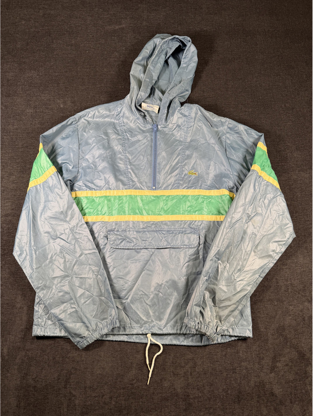 Vintage Lacoste 1/4 Zip Hooded Nylon Windbreaker Jacket, Size Medium